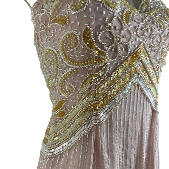 VTG Beaded Halter Dress European Sz 34 SMALL Cocktail Party Fairycore Retro 70s - Picture 11 of 16